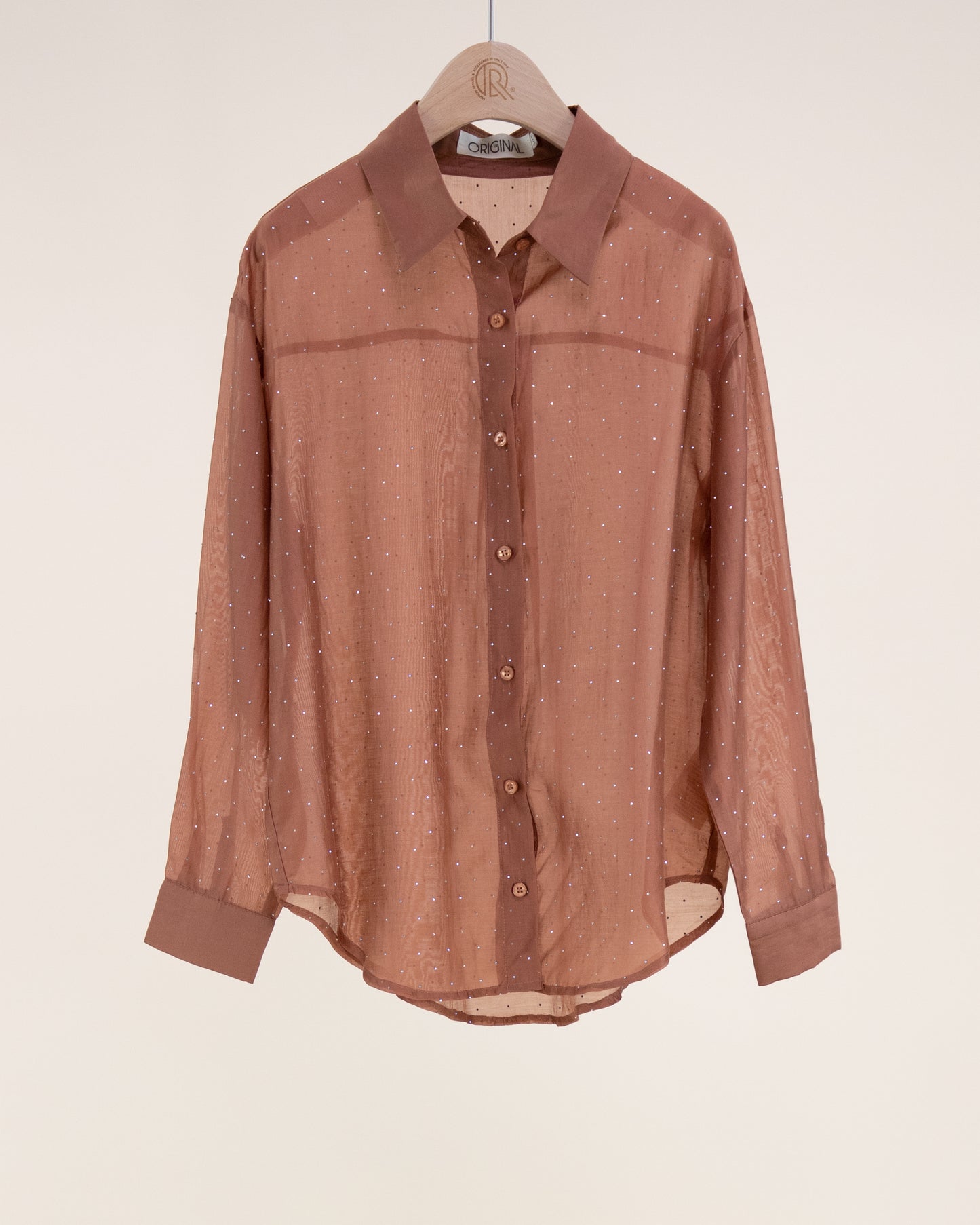 Atelier Shimmer Rhinestone Button Up Blouse