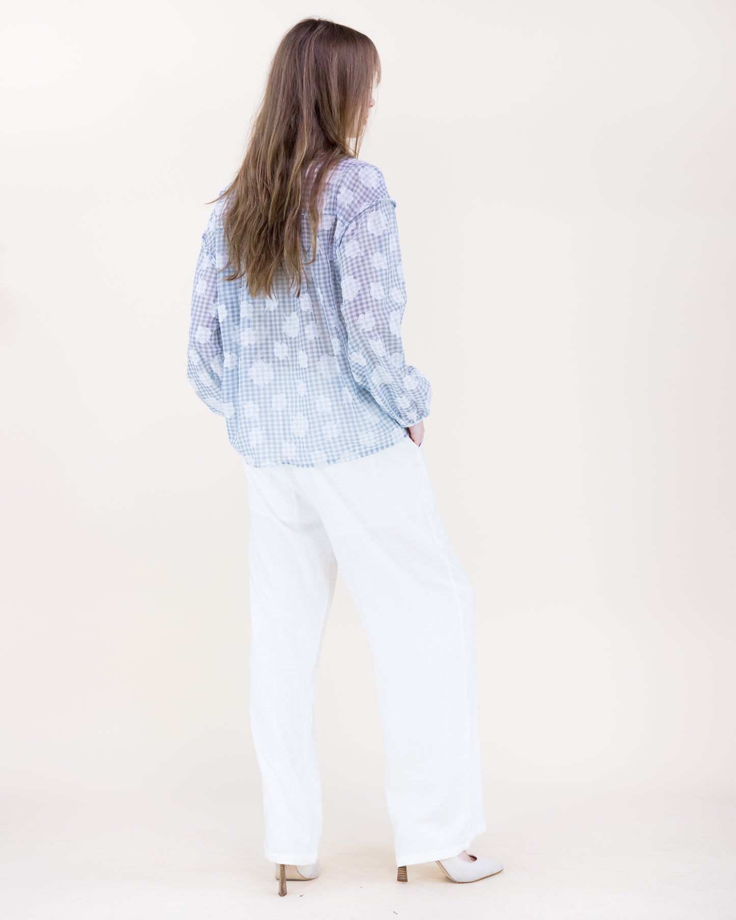 Gingham Floral Boho Blouse