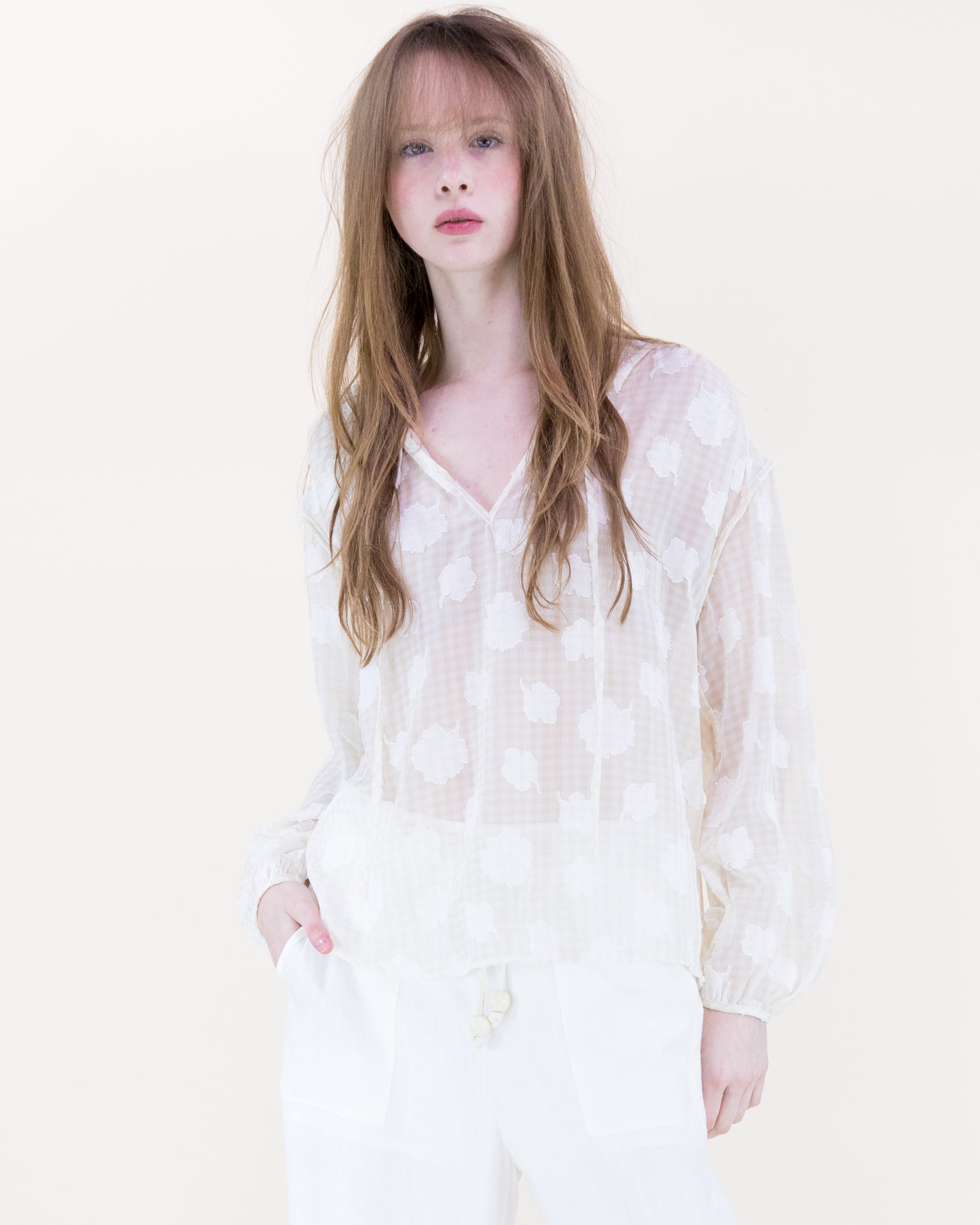 Gingham Floral Boho Blouse