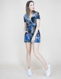 Tropical Floral Surplice Short Sleeve Romper