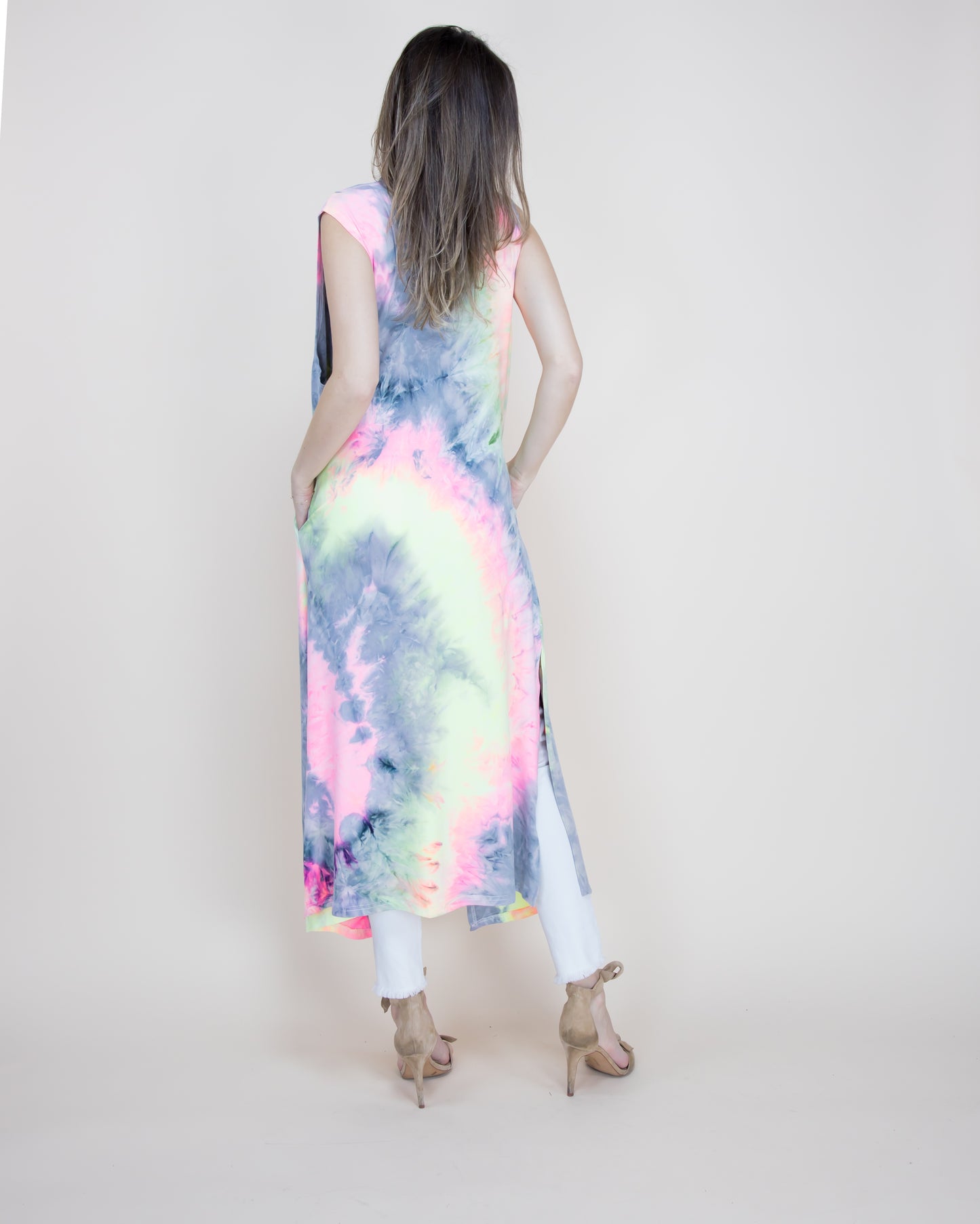 Pastel Tie-Dye Long Vest