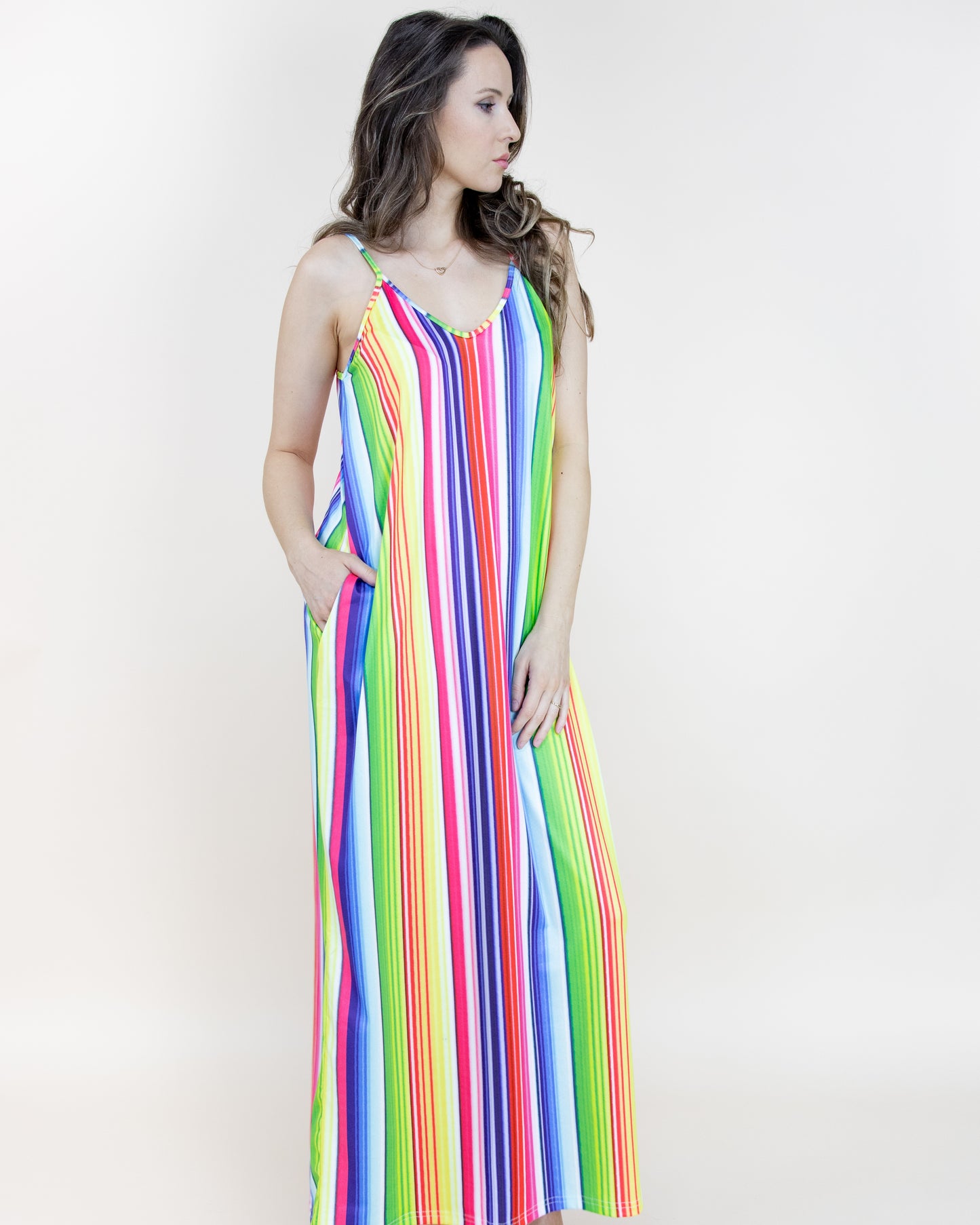 Serape Printed Sleeveless Long Dress