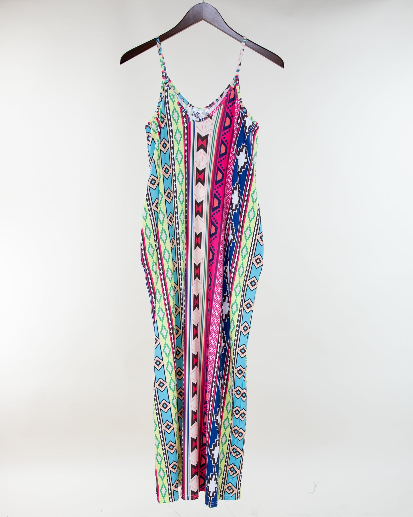 Aztec Serape Printed Sleeveless Long Dress