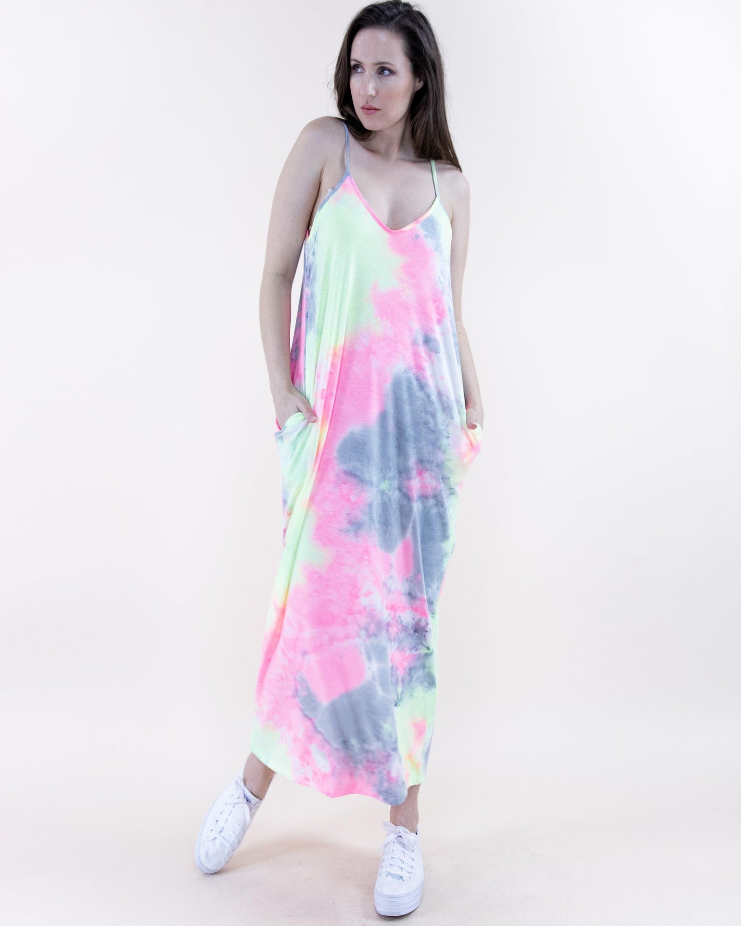 Pastel Tie Dye Sleeveless Maxi Dress