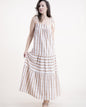 Relaxed Cotton Linen Stripe Rope Straps Maxi Dress