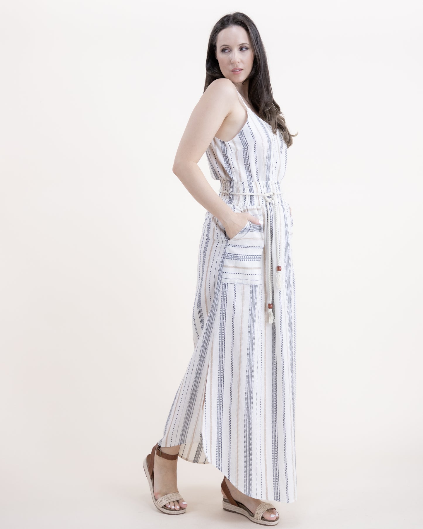 Cotton Linen Pinstripe Tank Top