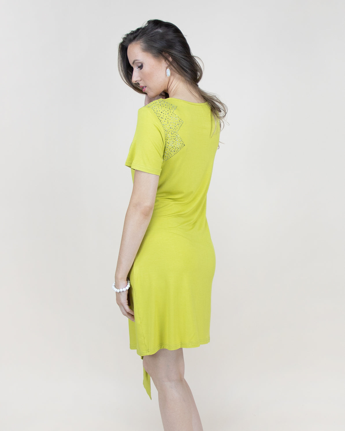 Front-Tie Rhinestone T-Shirt Dress