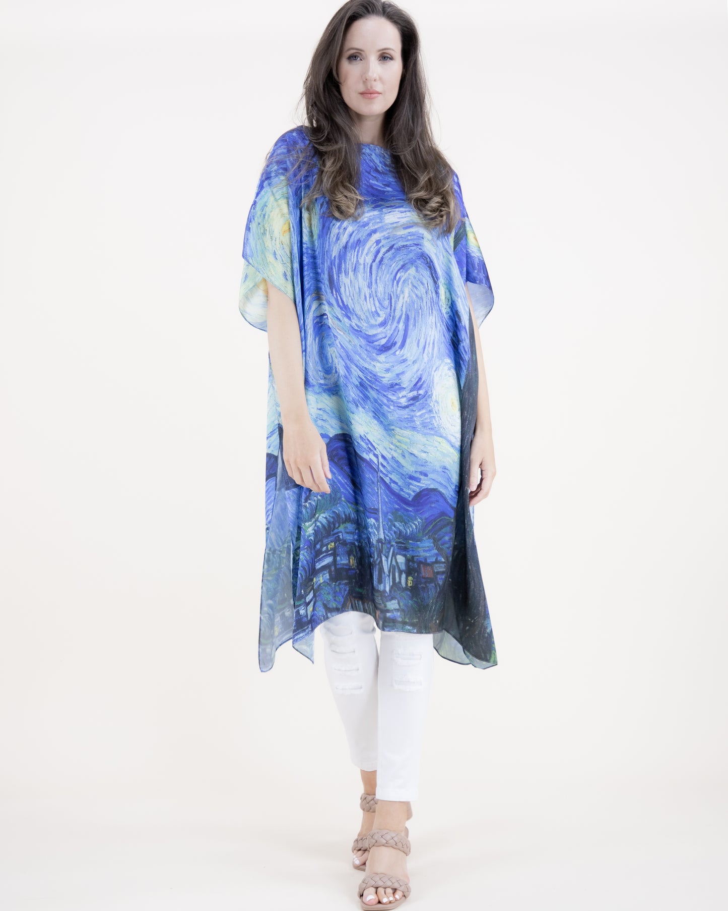 The Starry Night Satin Feel Kaftan