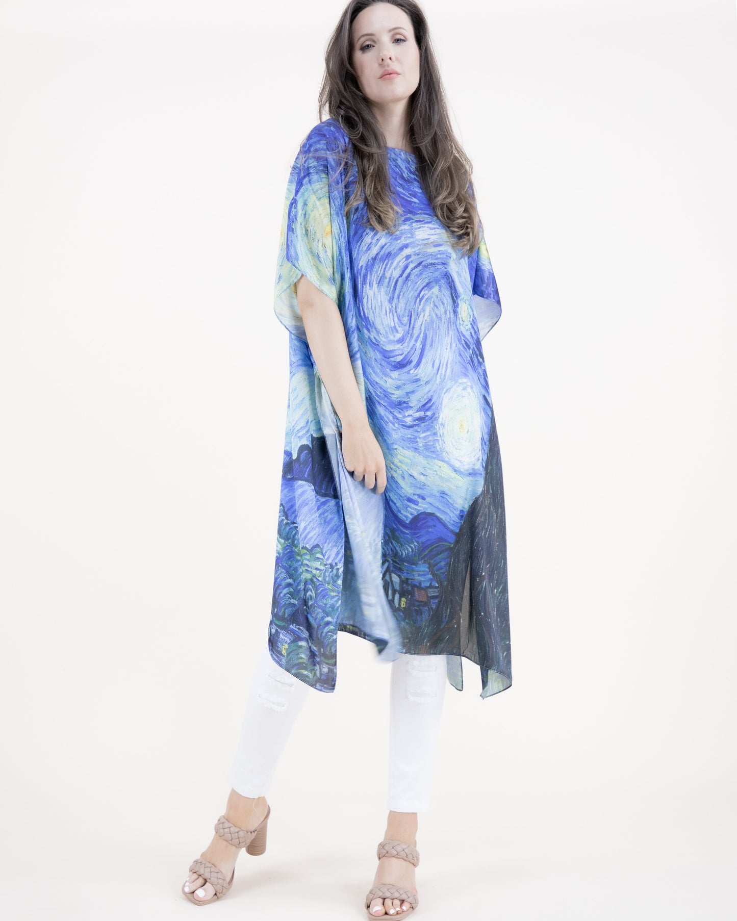The Starry Night Satin Feel Kaftan