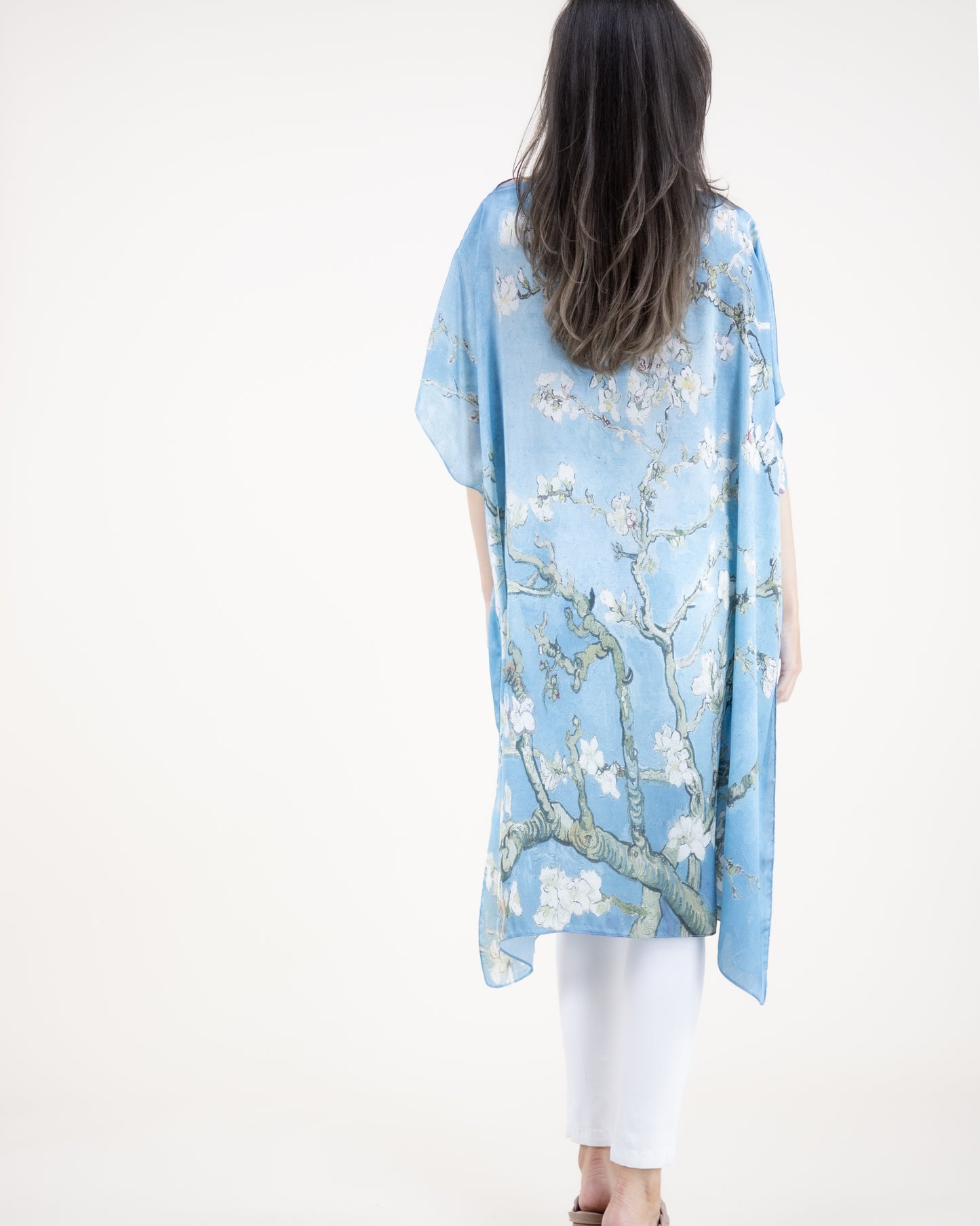 Almond Blossoms Silky Feel Satin Kaftan