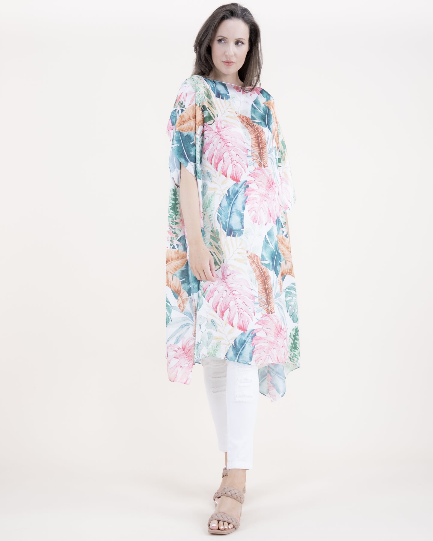 Tropical Botany Silky Feel Satin Kaftan