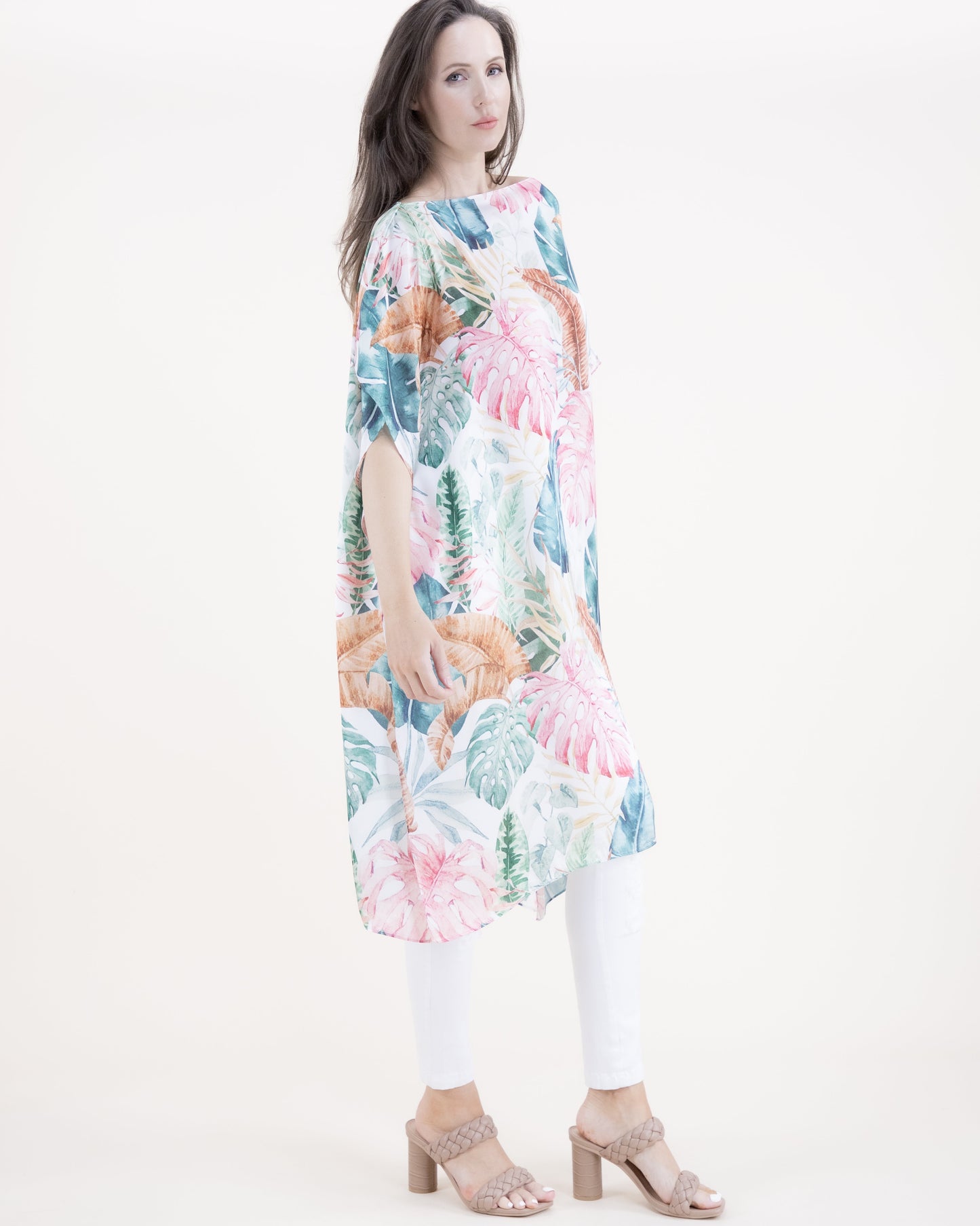 Tropical Botany Silky Feel Satin Kaftan