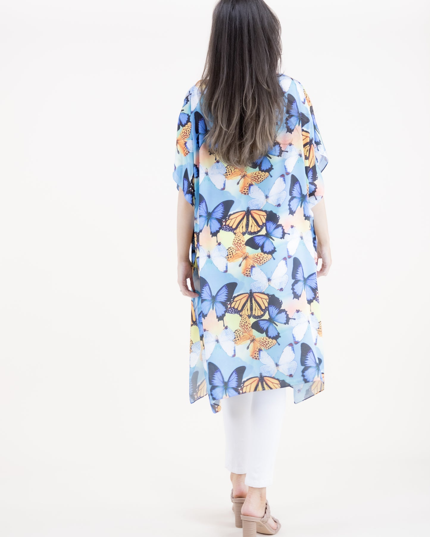 Butterfly Dance Silky Feel Satin Kaftan