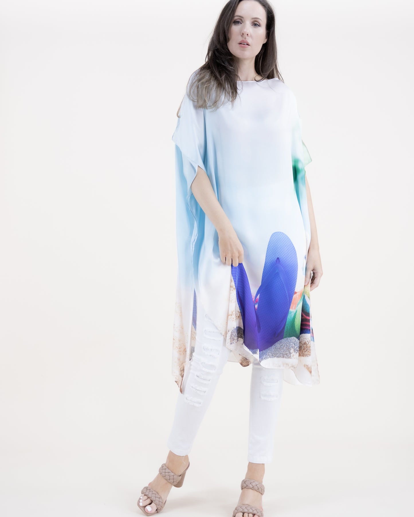Beachy Vibes Silky Feel Satin Kaftan