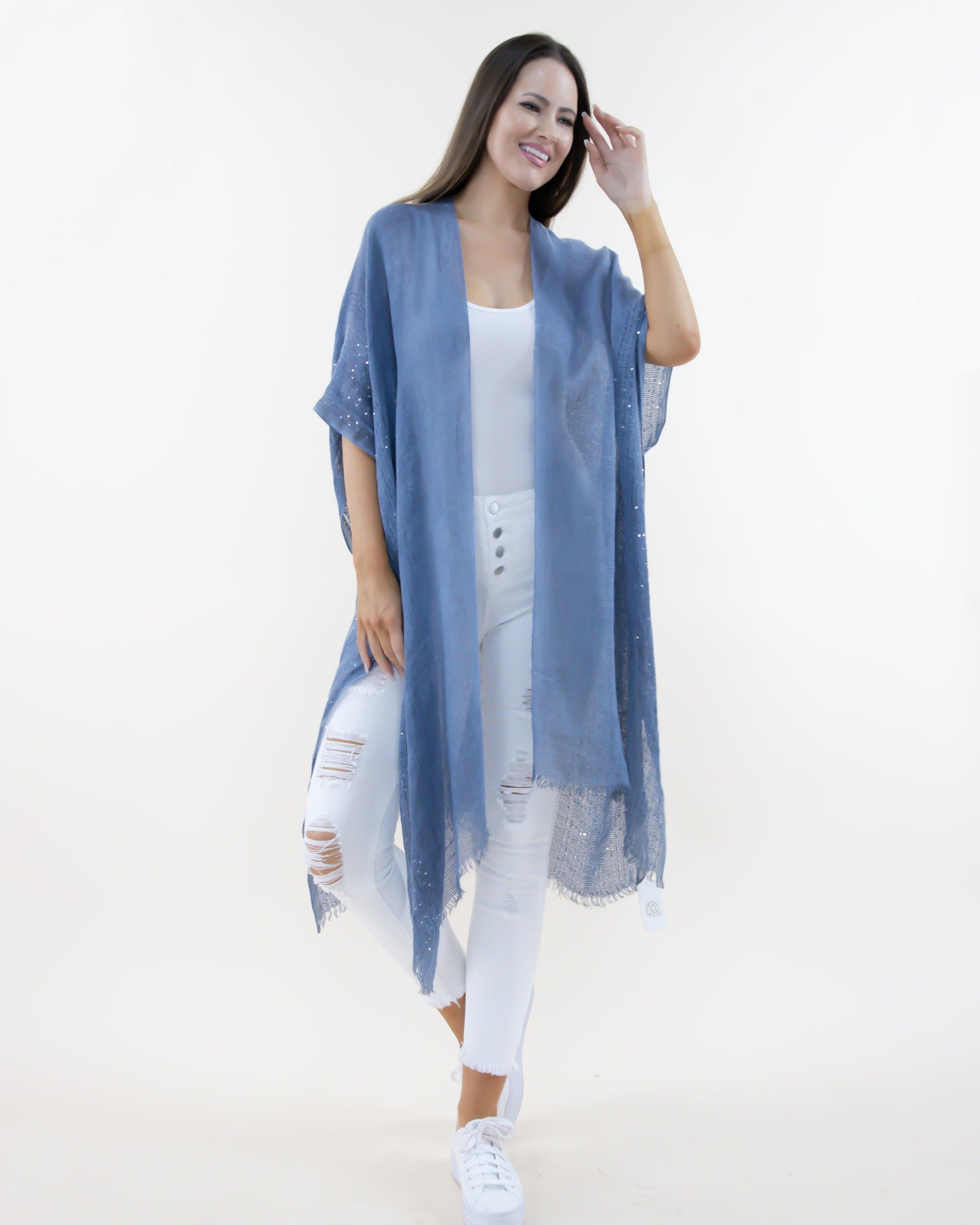 Natural Wash Sequin Kimono