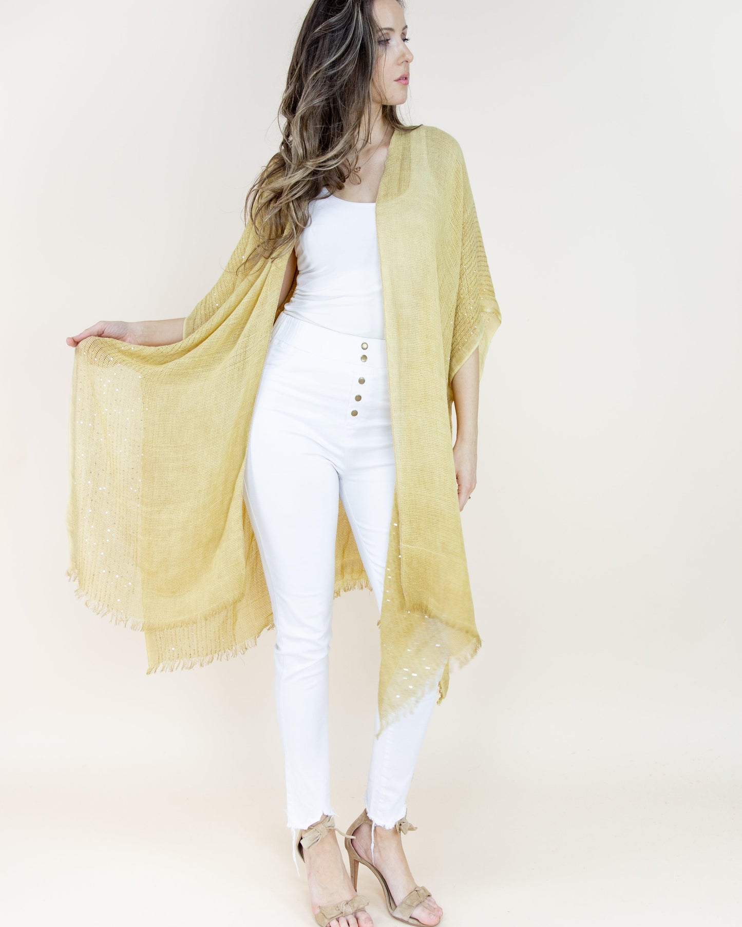 Natural Wash Sequin Kimono