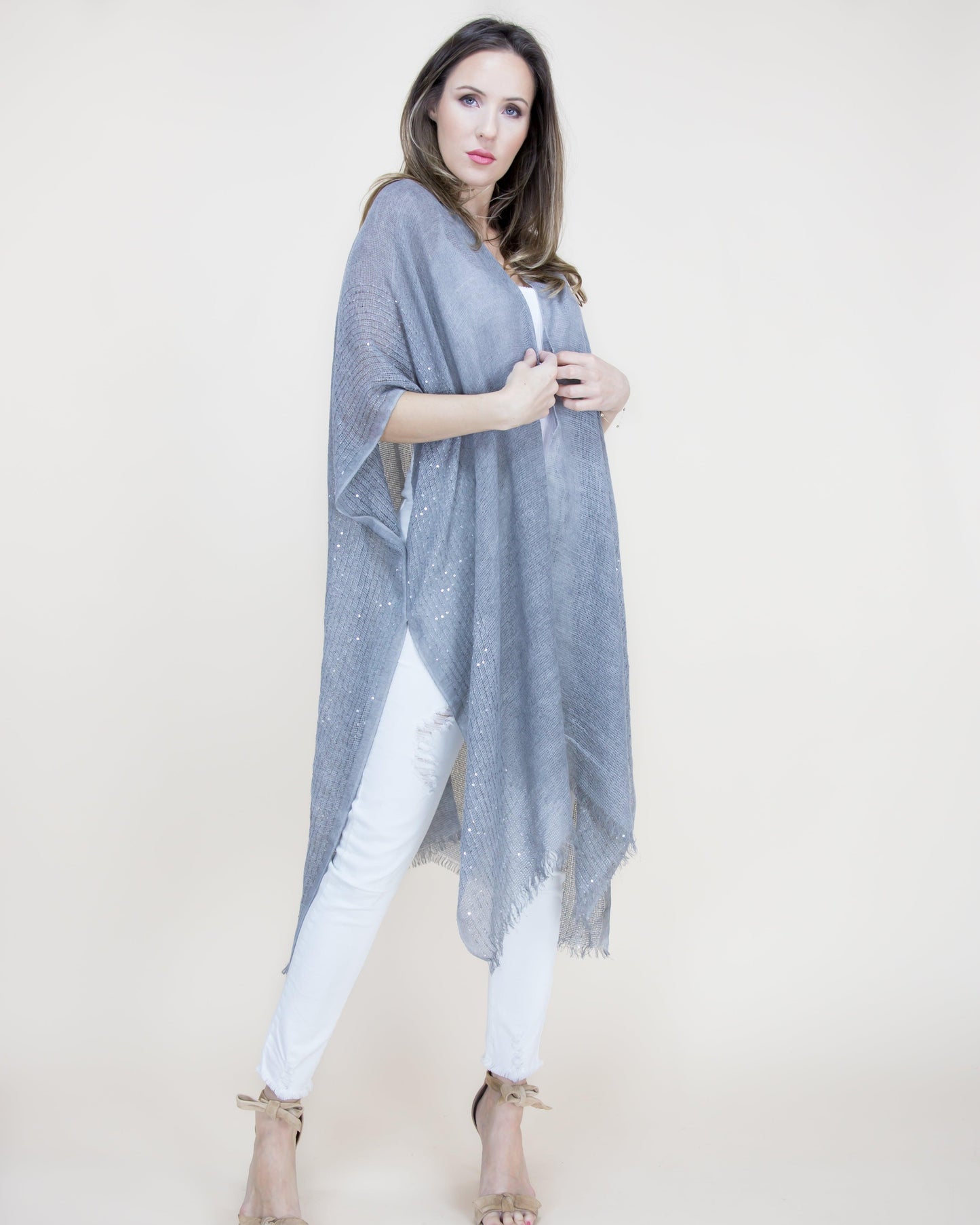 Natural Wash Sequin Kimono