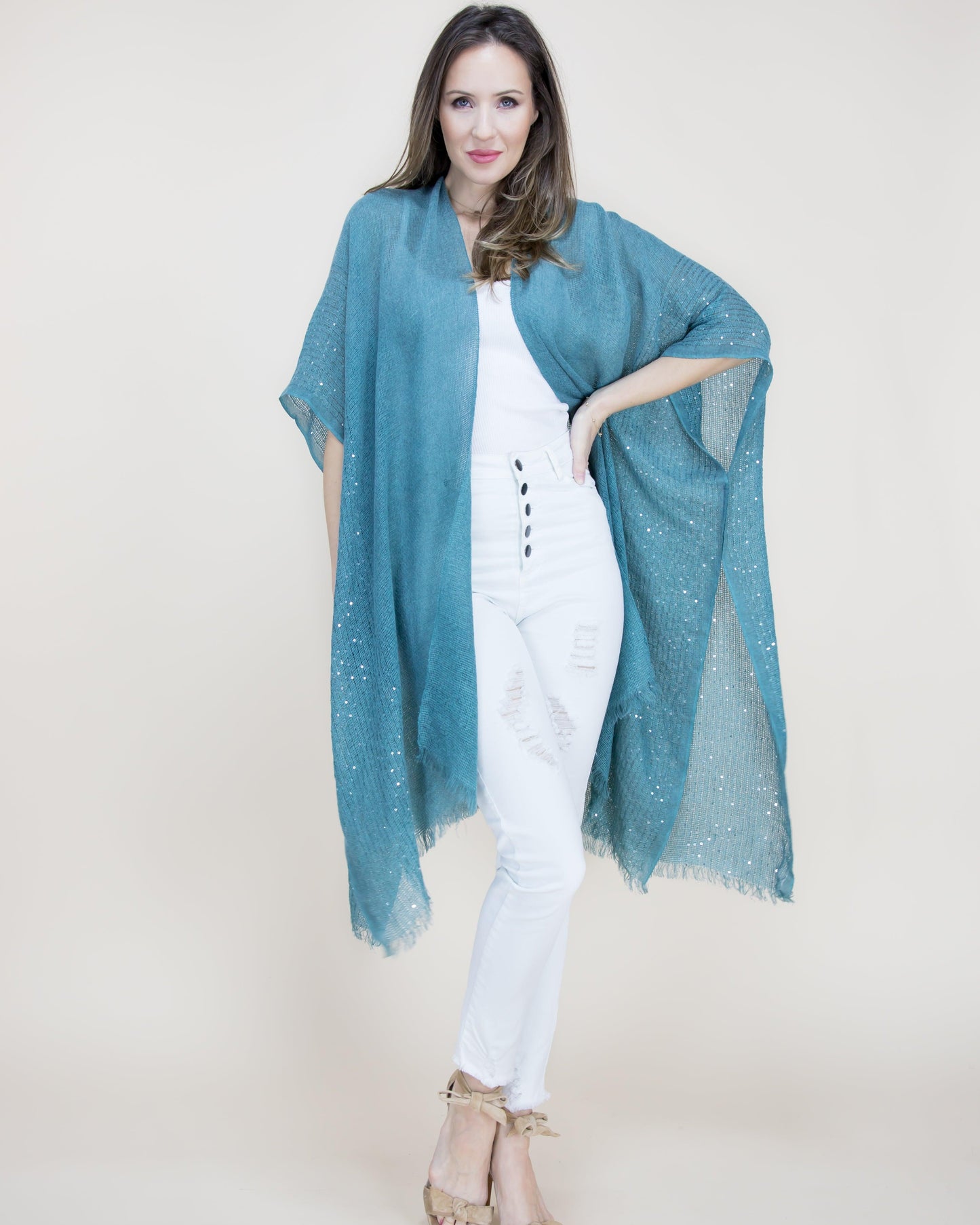 Natural Wash Sequin Kimono