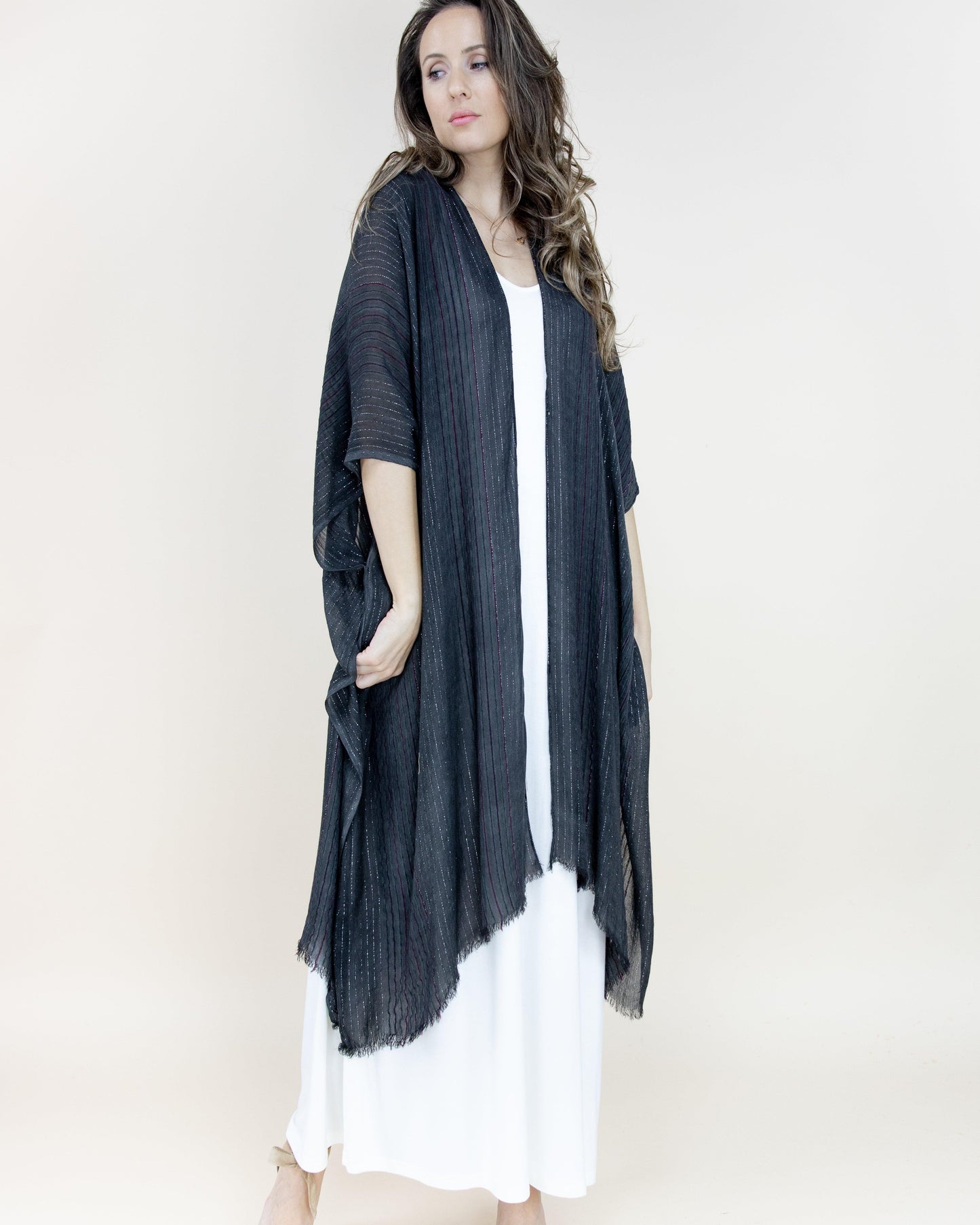 Ribbed Pleated Kimono