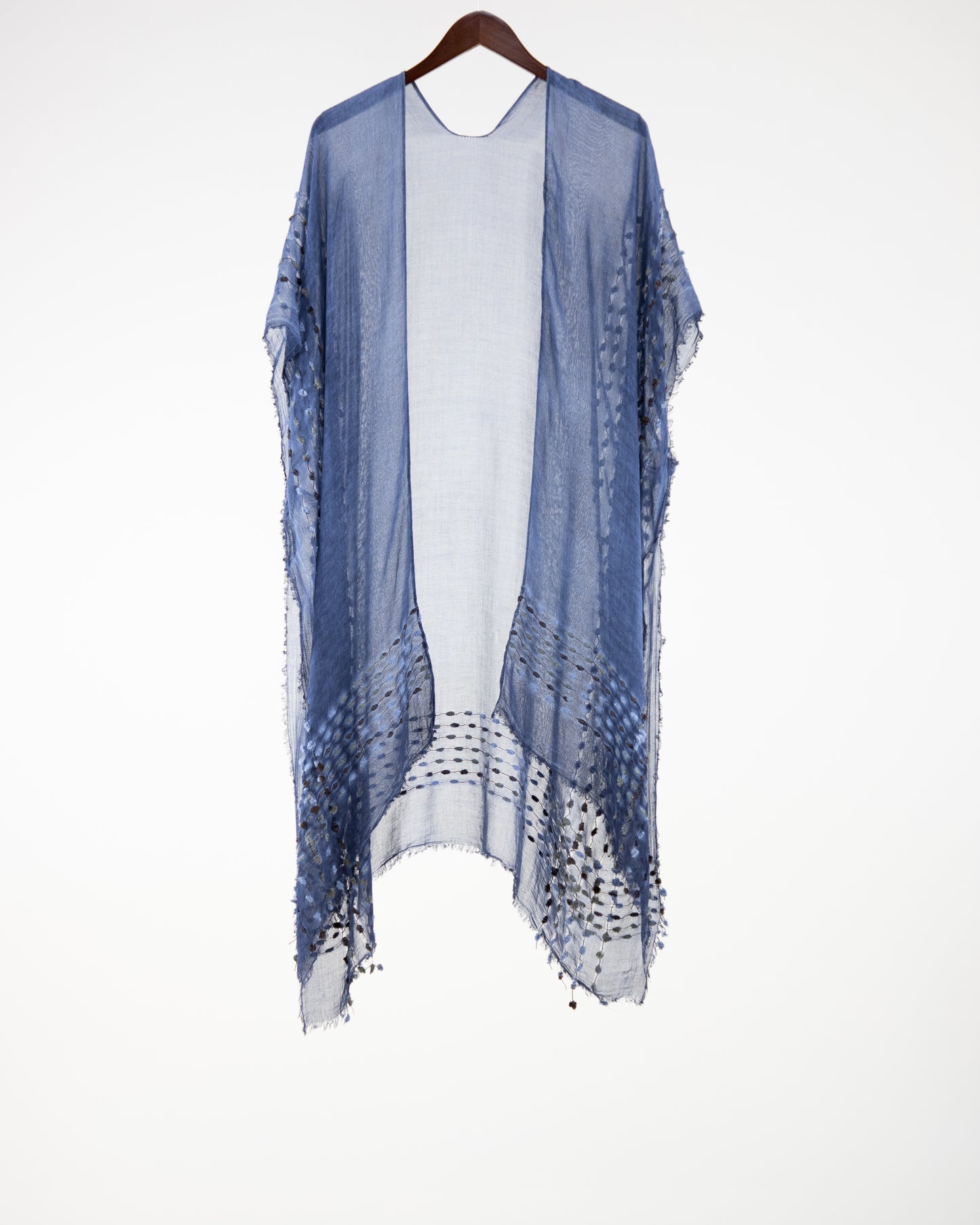 Natural Wash Sheer Kimono w/ Chenille Detail