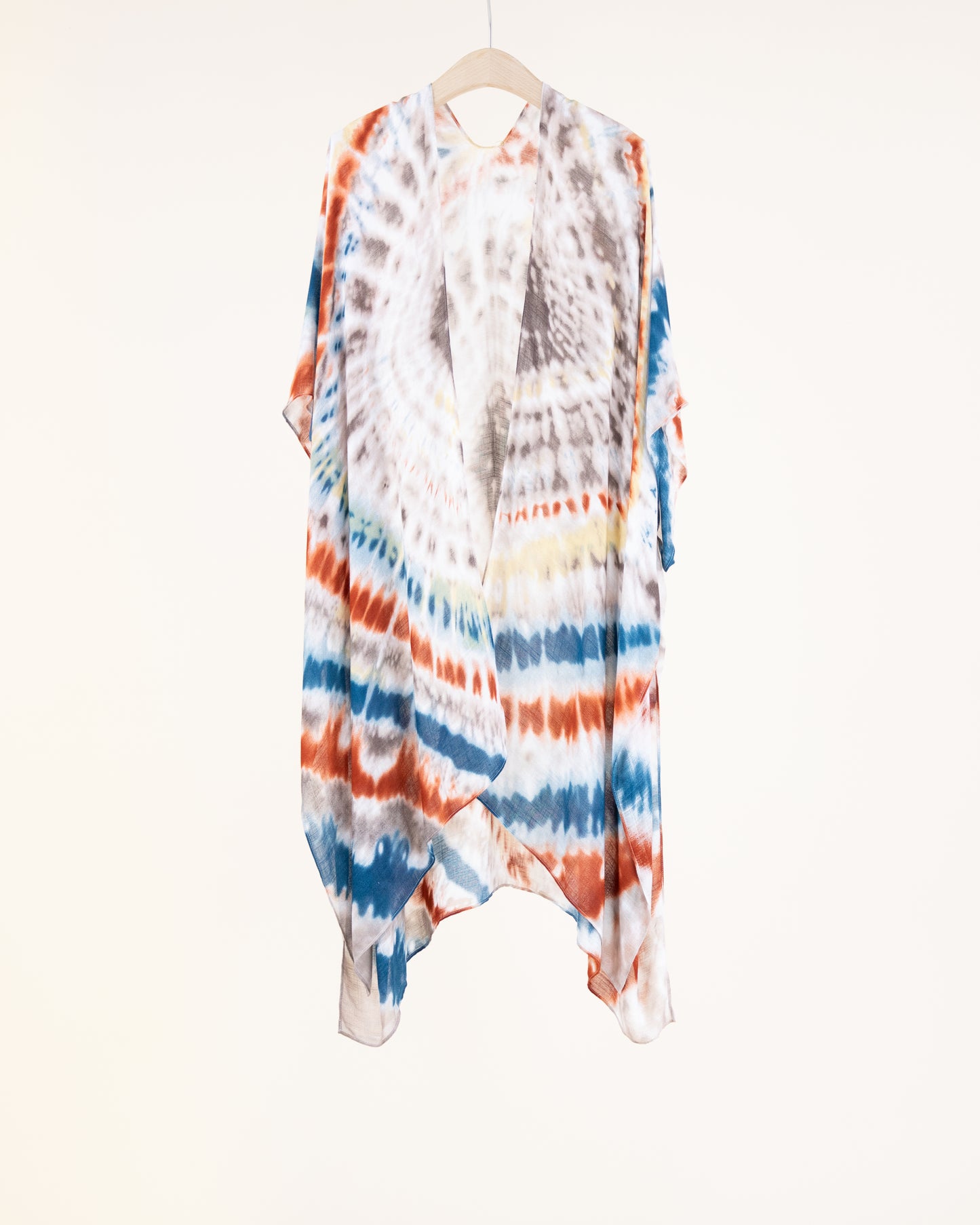 Muted Radial Tie Dye Print Kimono