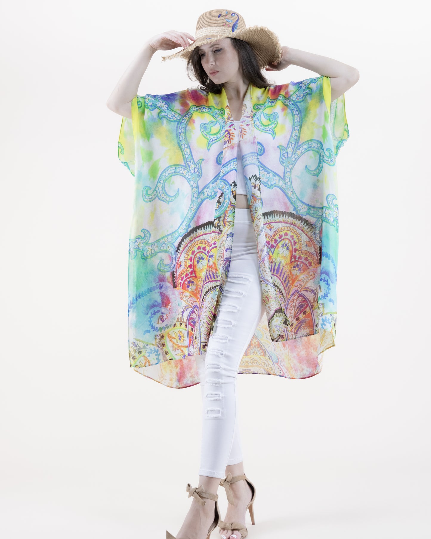 Bright Psycadellic Garden Print Kimono