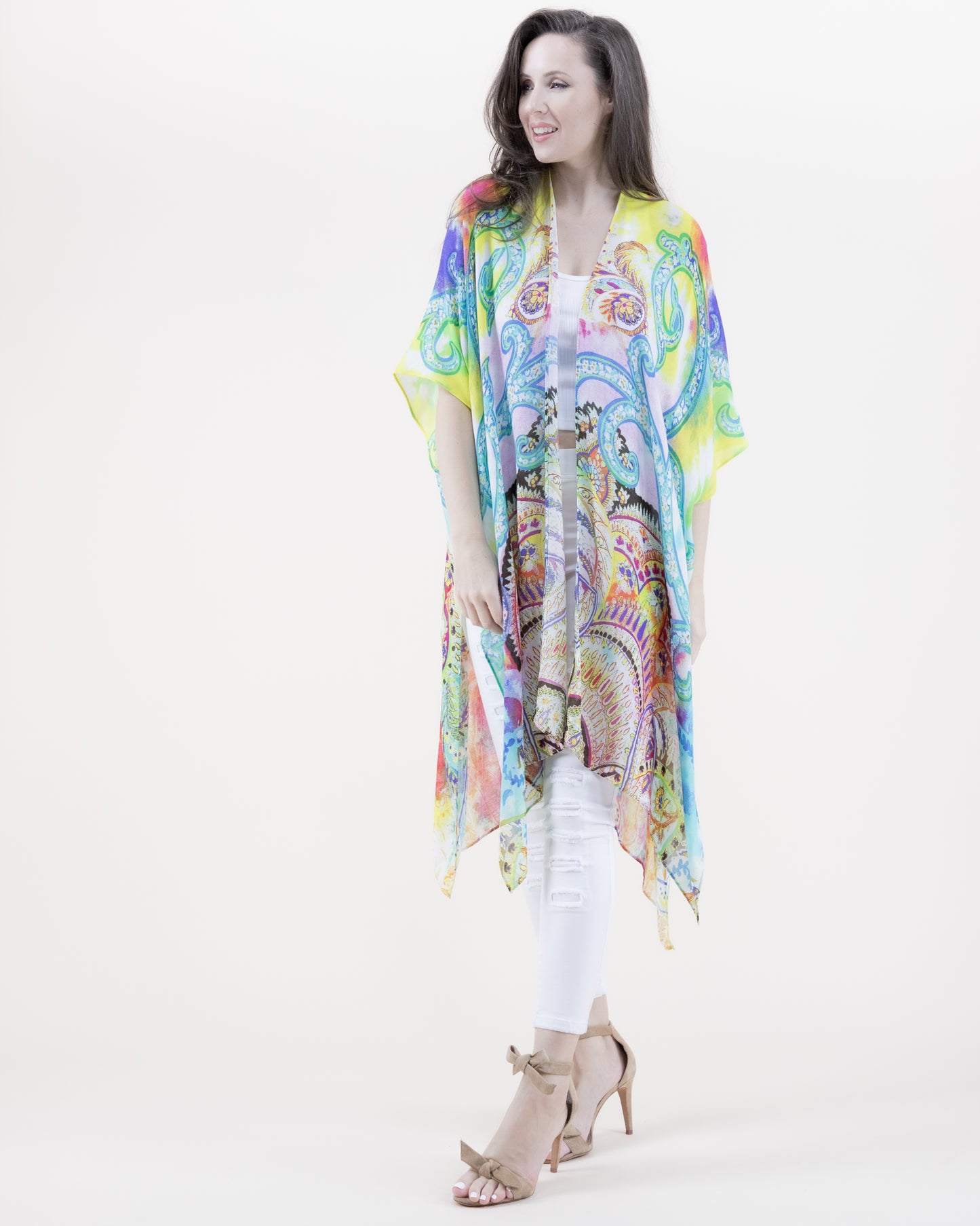 Bright Psycadellic Garden Print Kimono