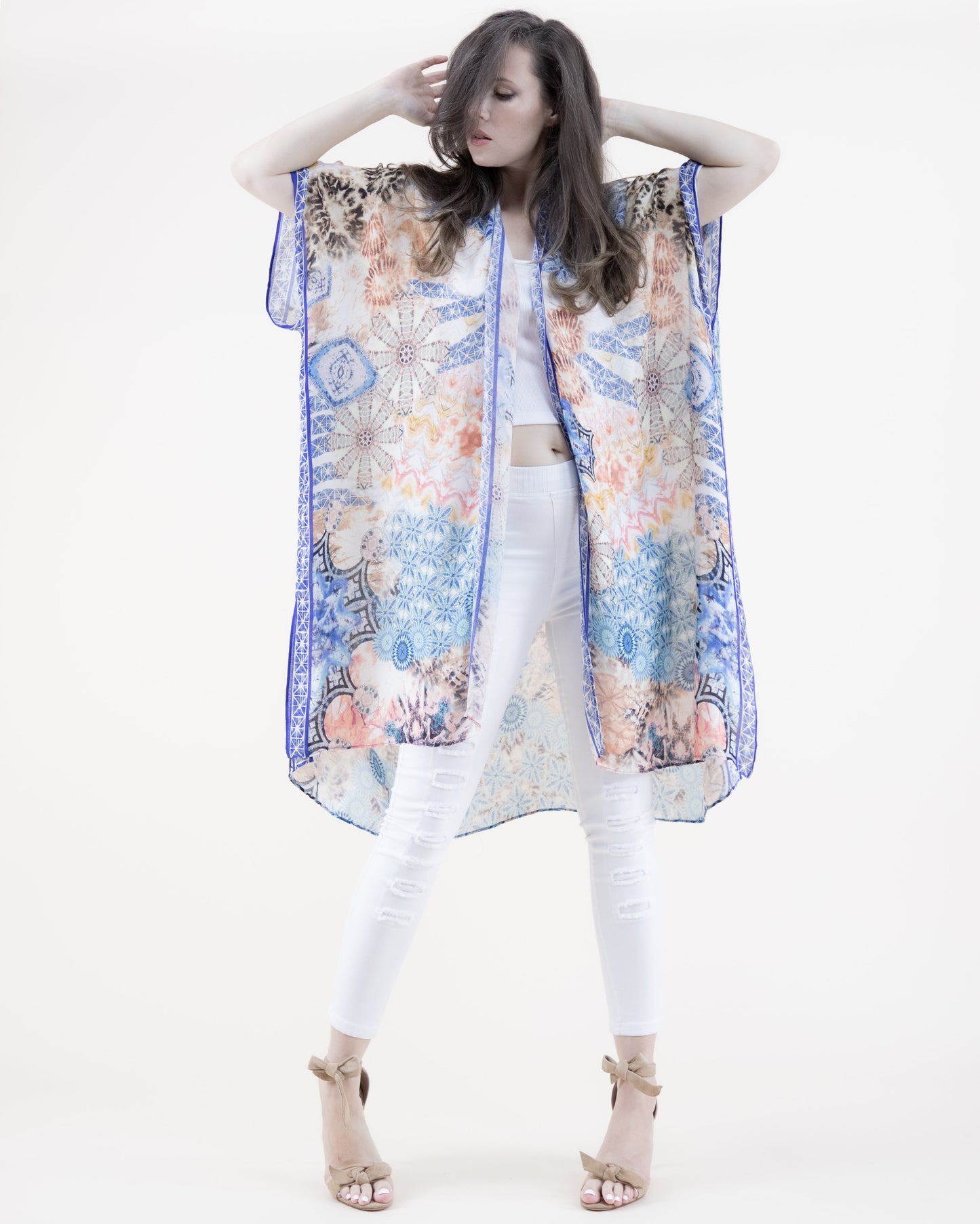 Dreamy Kaleidoscope Ornate Border Print Kimono