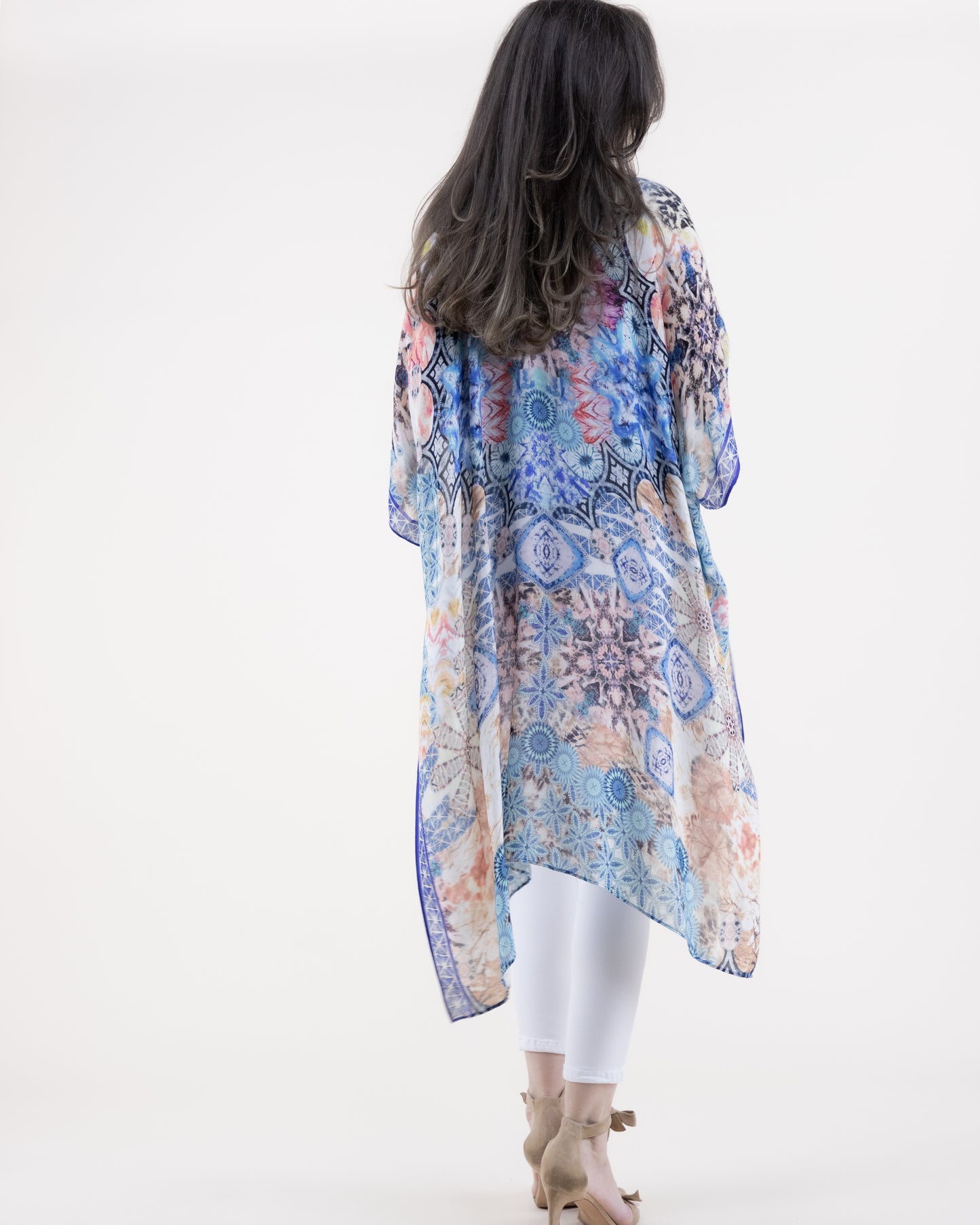 Dreamy Kaleidoscope Ornate Border Print Kimono