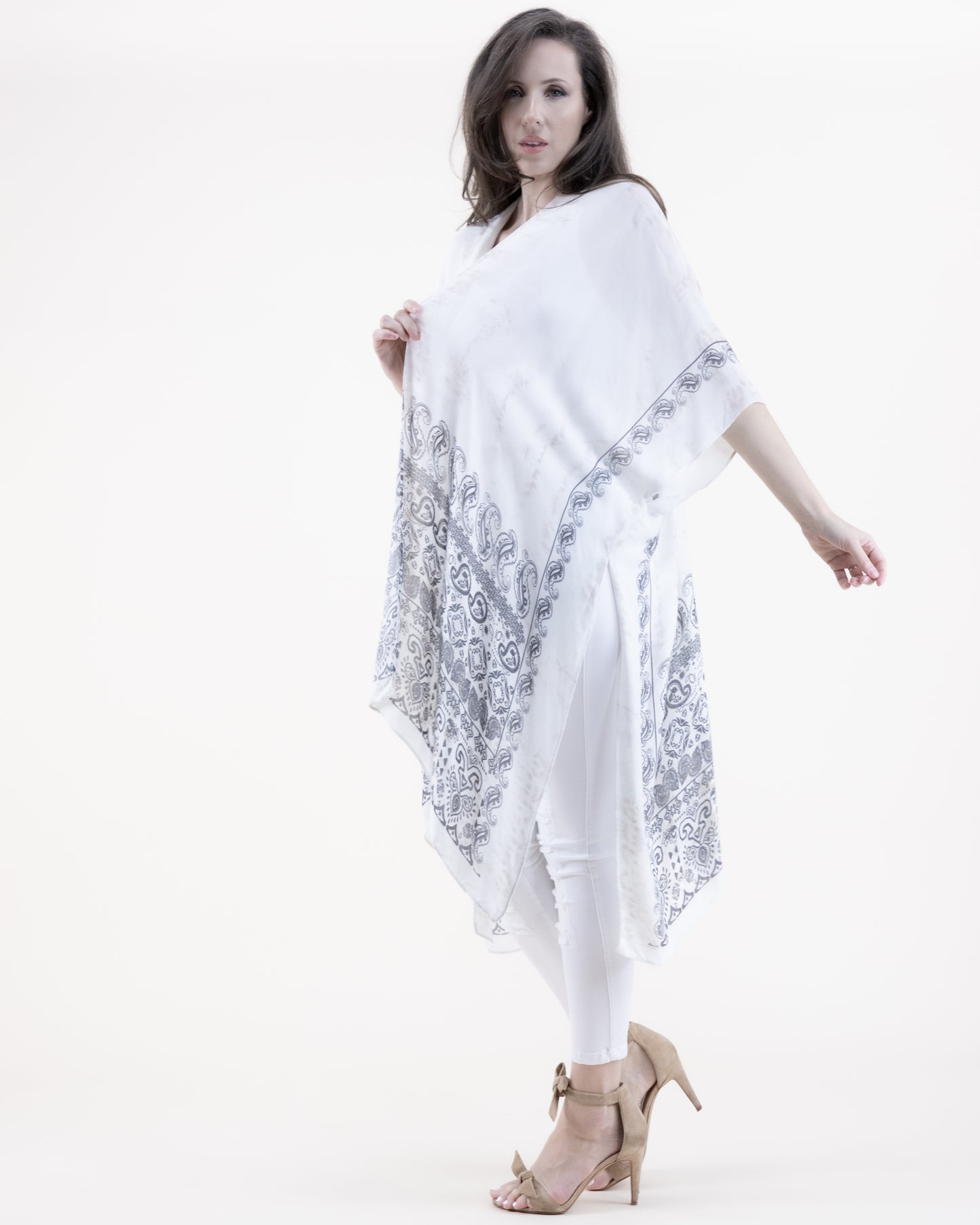 Paisley Bottom Light Tie Dye Print Kimono