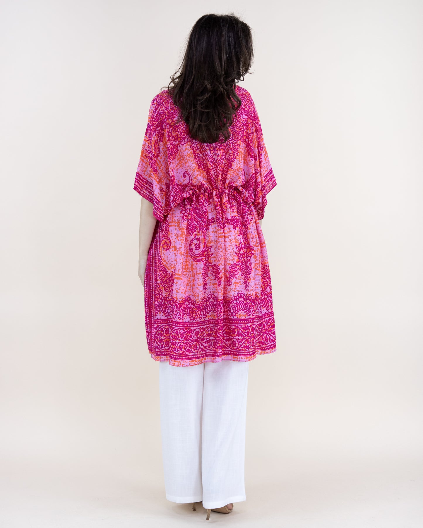 Royal Pashmina Print Front-Tie Beach Cover-Up
