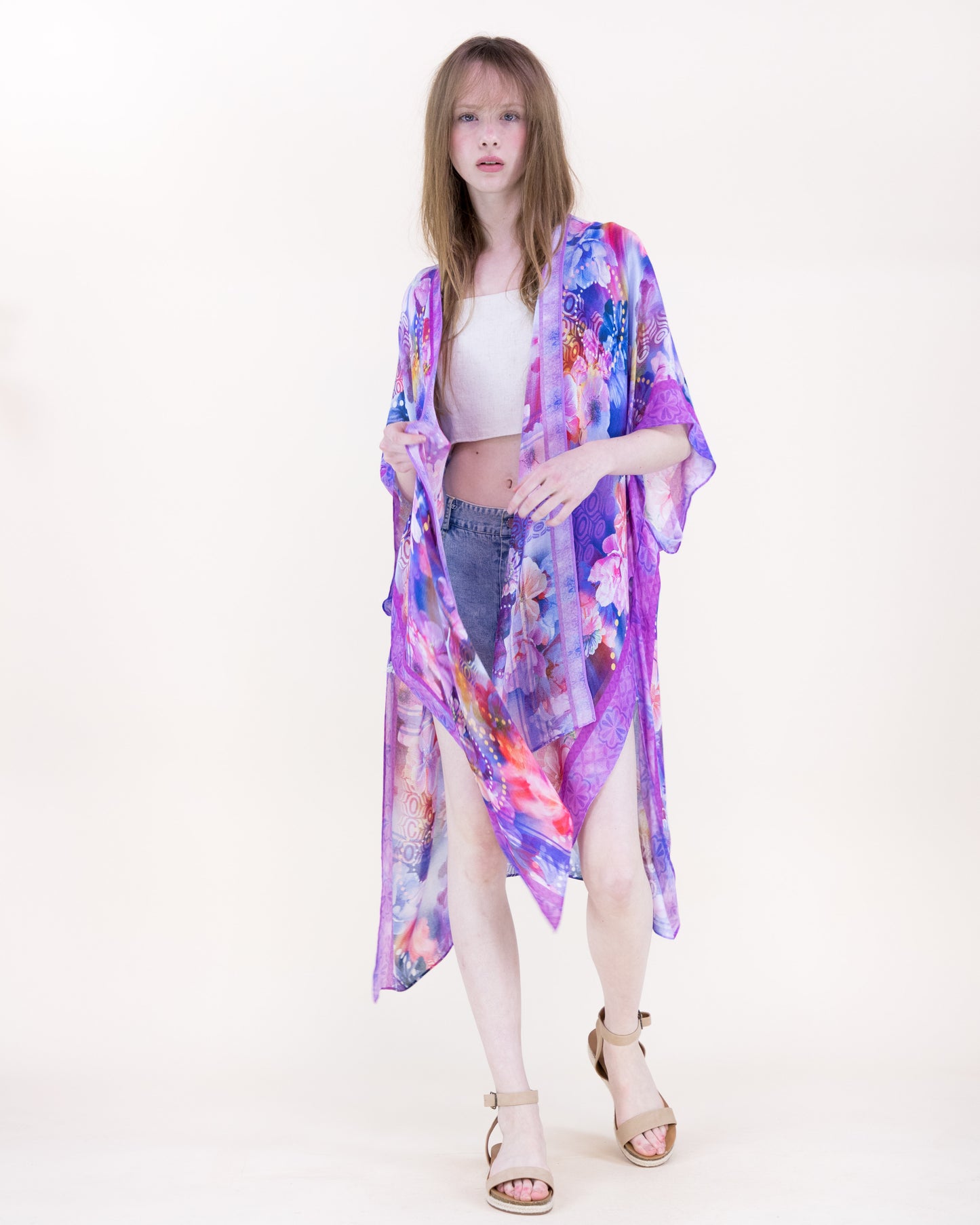 Amethyst Coast Print Kimono