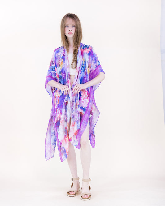 Amethyst Coast Print Kimono