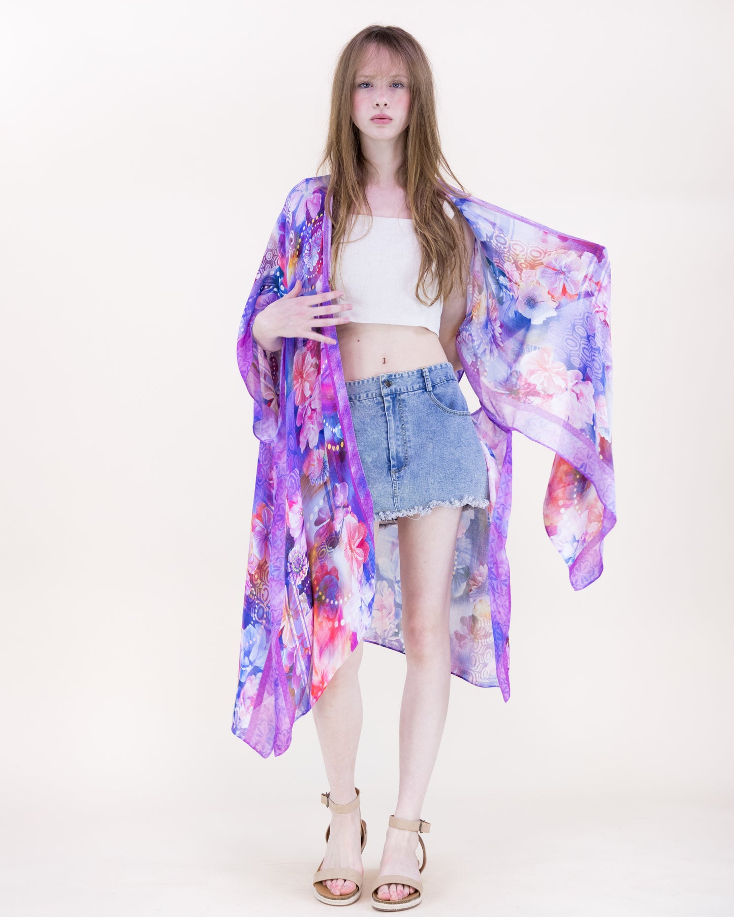 Amethyst Coast Print Kimono
