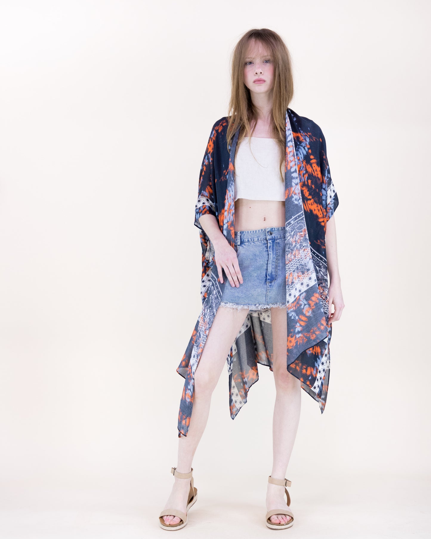 Rope Tie Dye Stencil Kimono