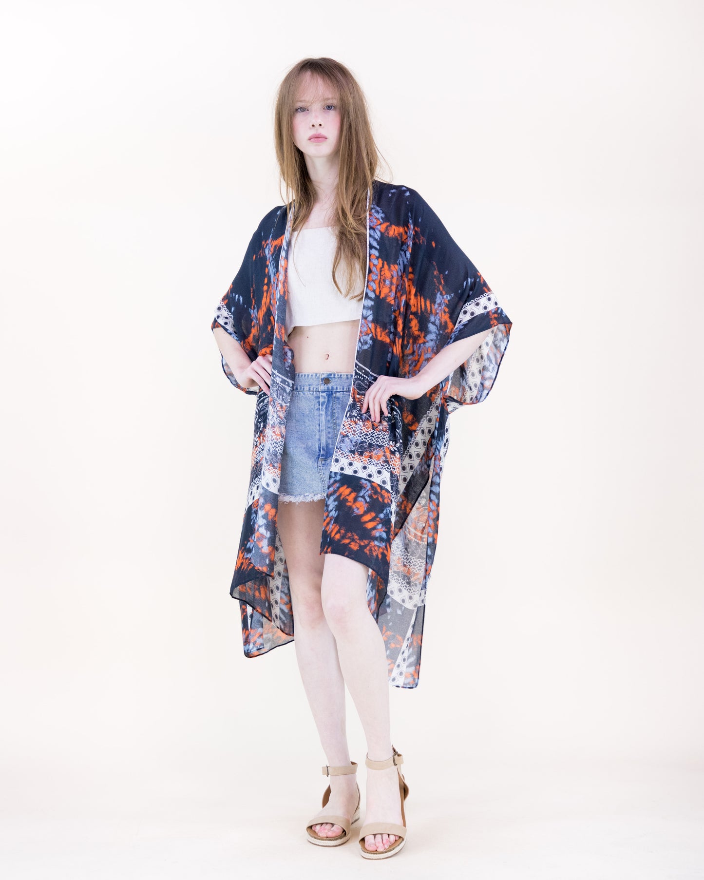 Rope Tie Dye Stencil Kimono