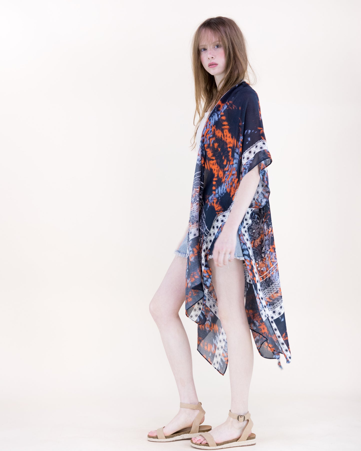 Rope Tie Dye Stencil Kimono