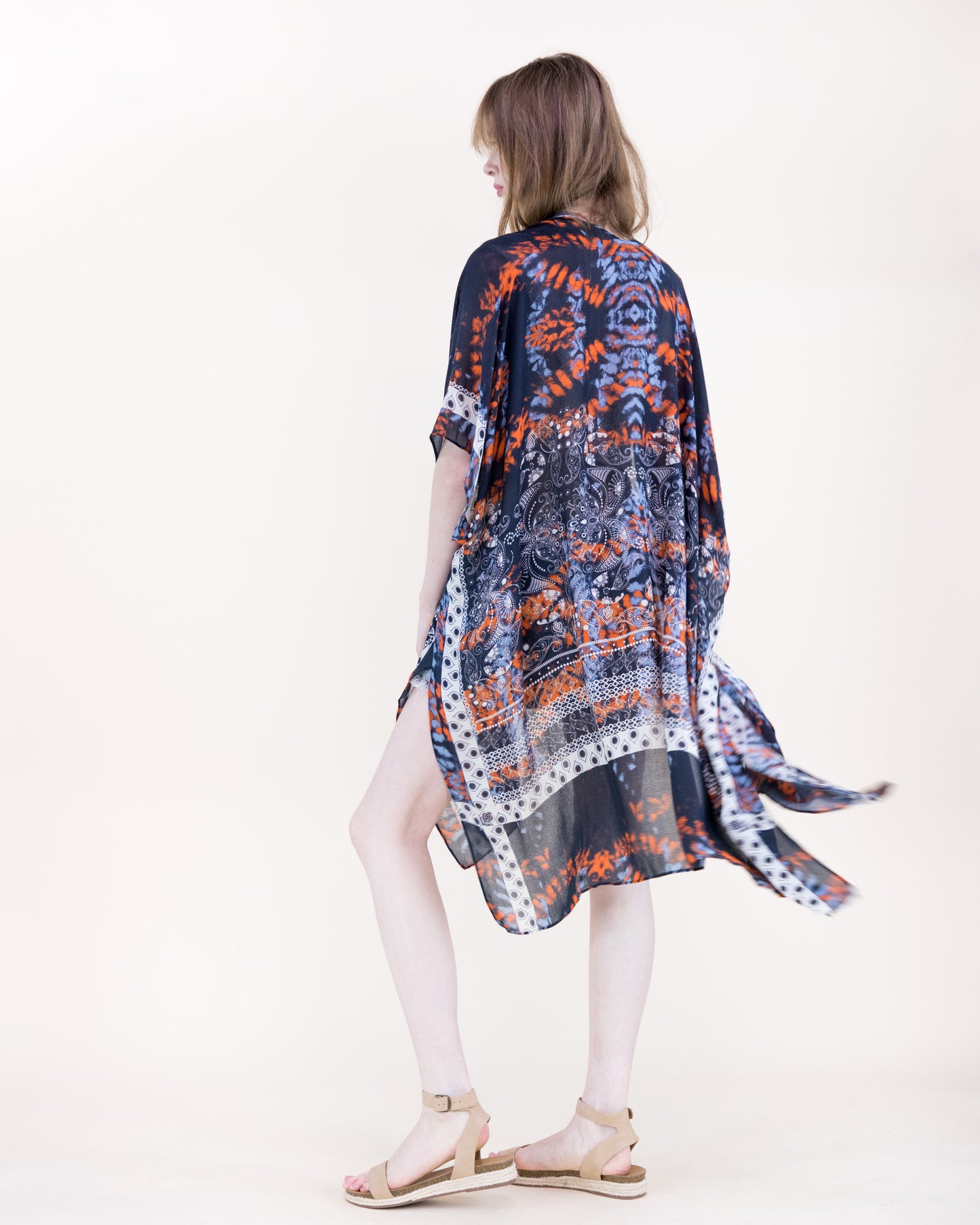 Rope Tie Dye Stencil Kimono