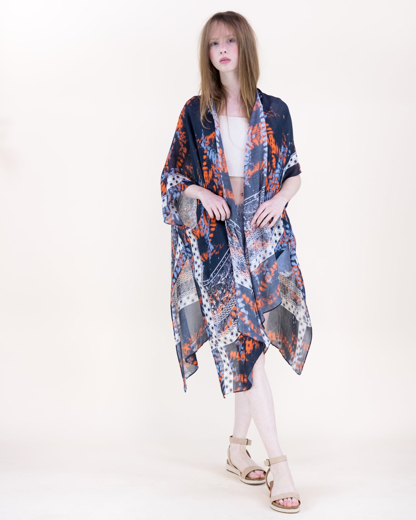 Rope Tie Dye Stencil Kimono