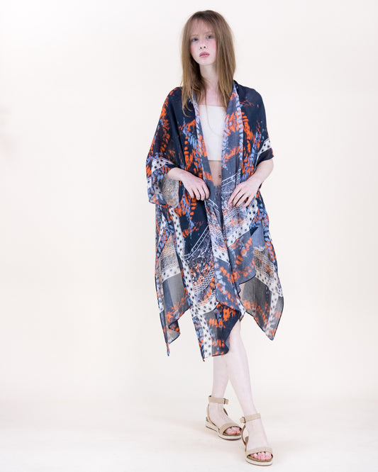 Rope Tie Dye Stencil Kimono