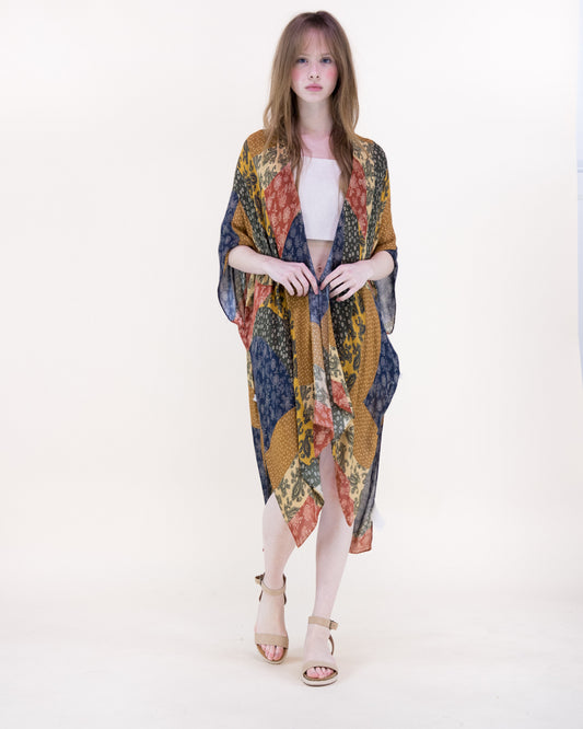 Floral Quilt Motif Kimono