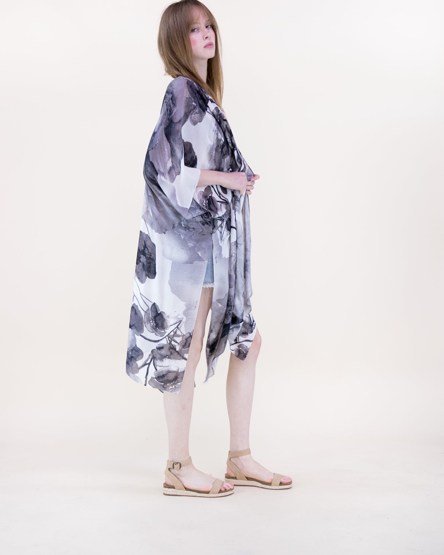 Ink Blossom Print Kimono