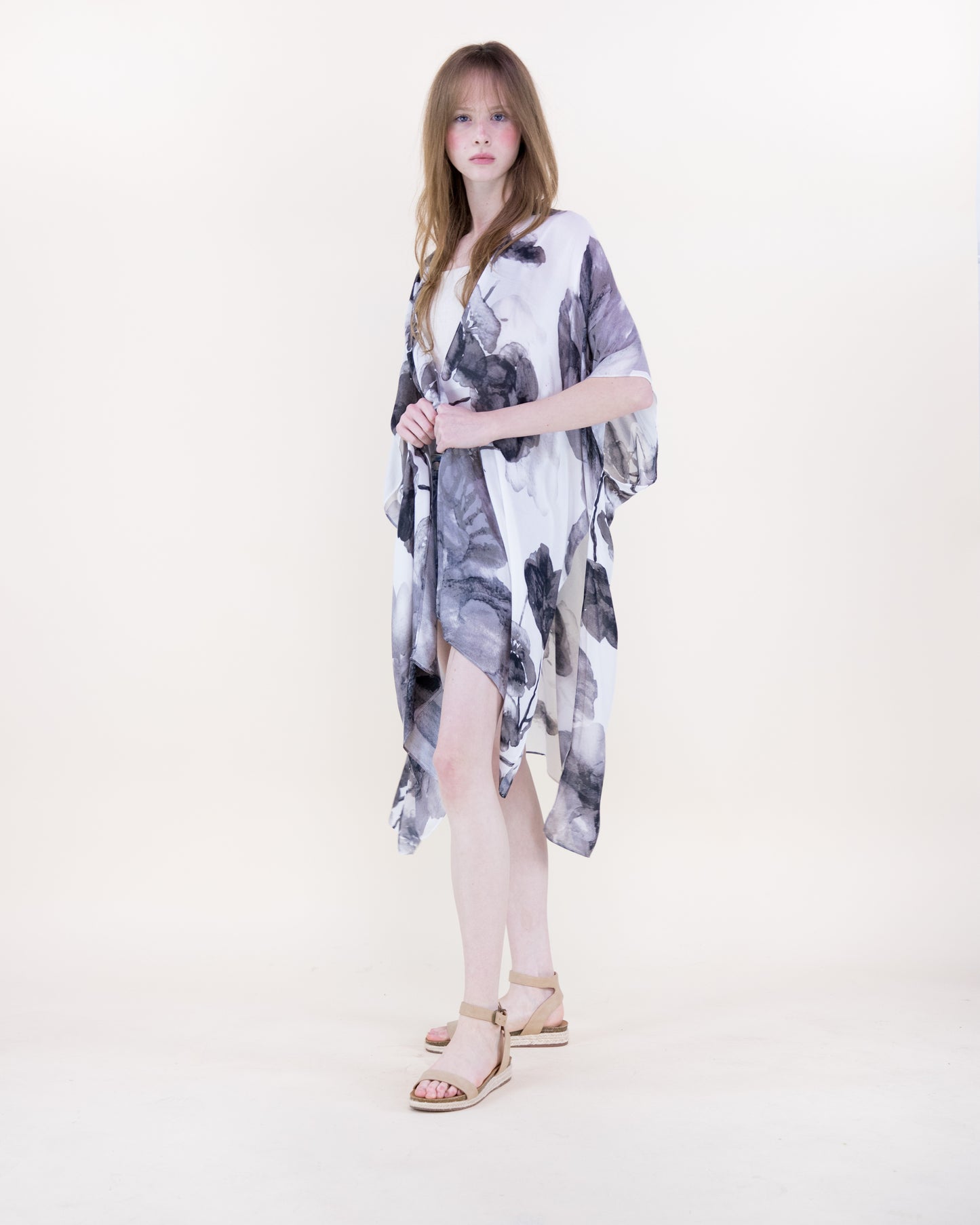 Ink Blossom Print Kimono