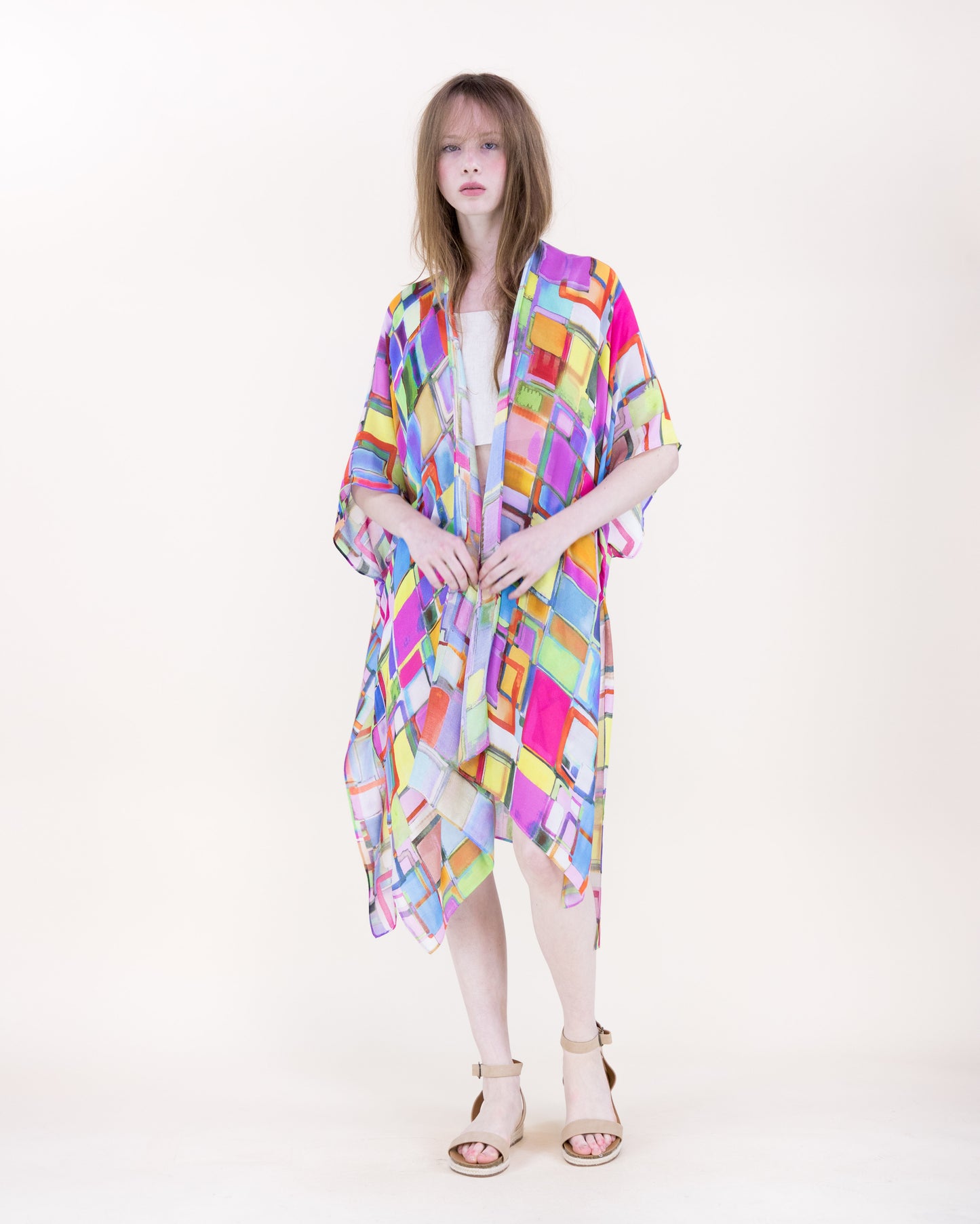 Sunset Mosaic Print Kimono