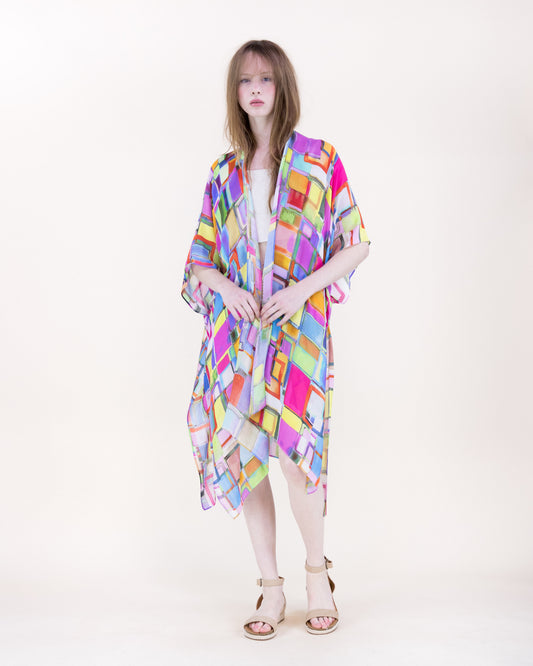 Sunset Mosaic Print Kimono