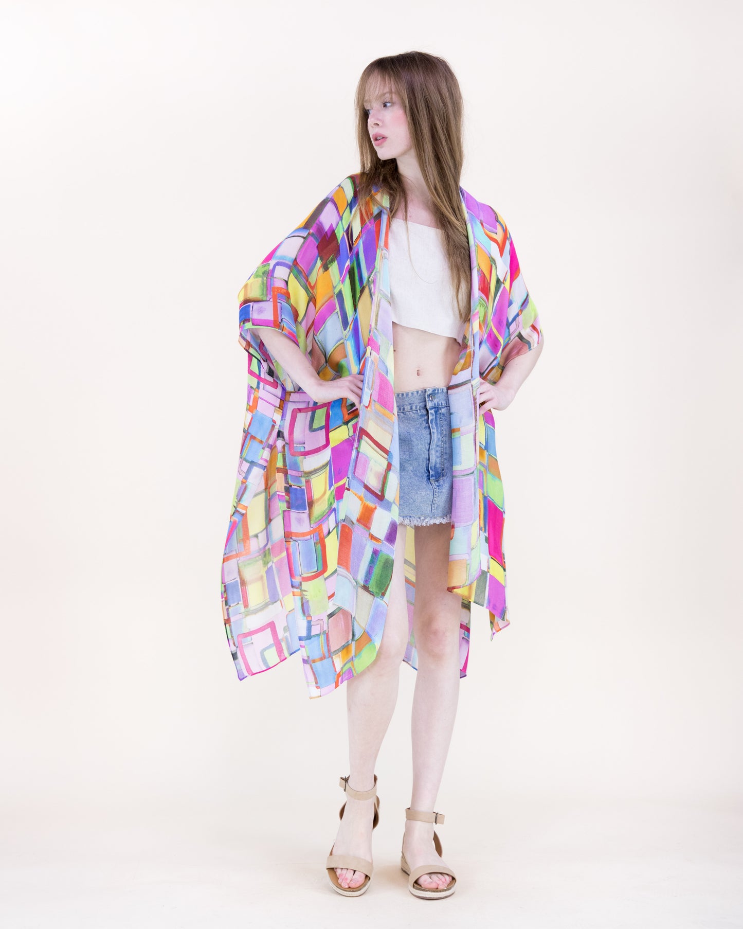 Sunset Mosaic Print Kimono