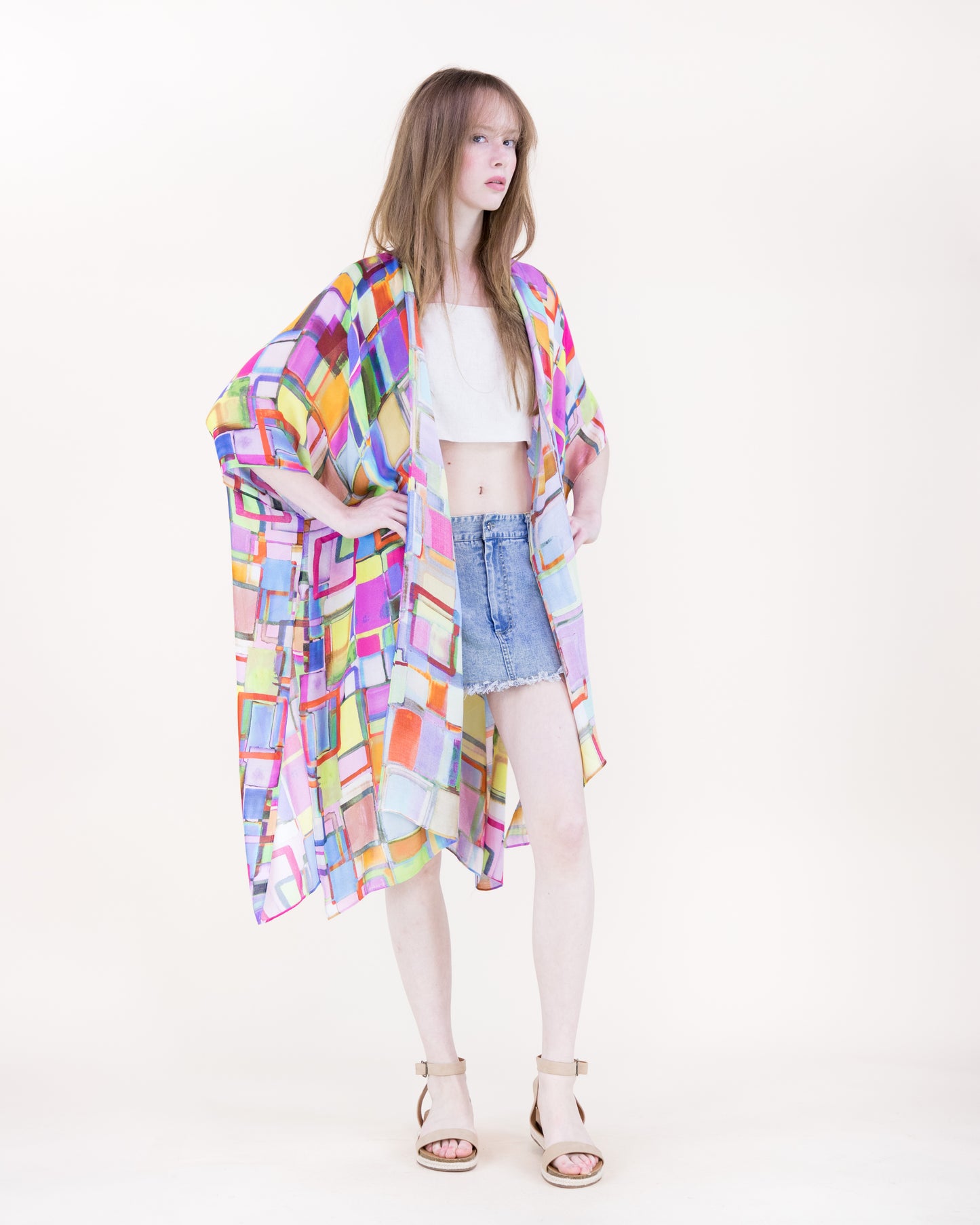 Sunset Mosaic Print Kimono