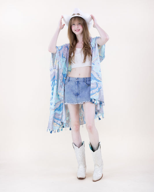 Cool Coast Era Print Kimono