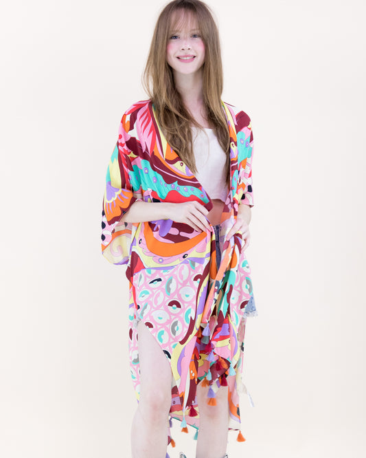 Warm Coast Era Print Kimono
