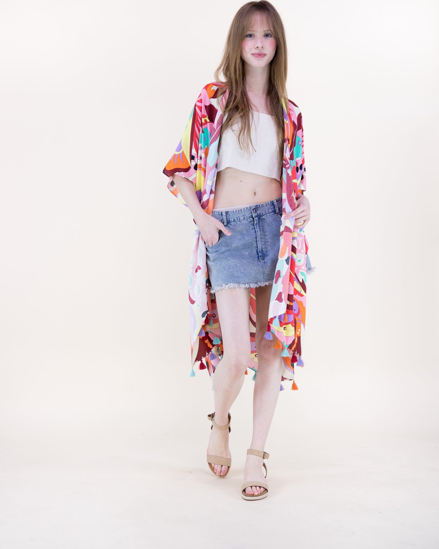 Warm Coast Era Print Kimono